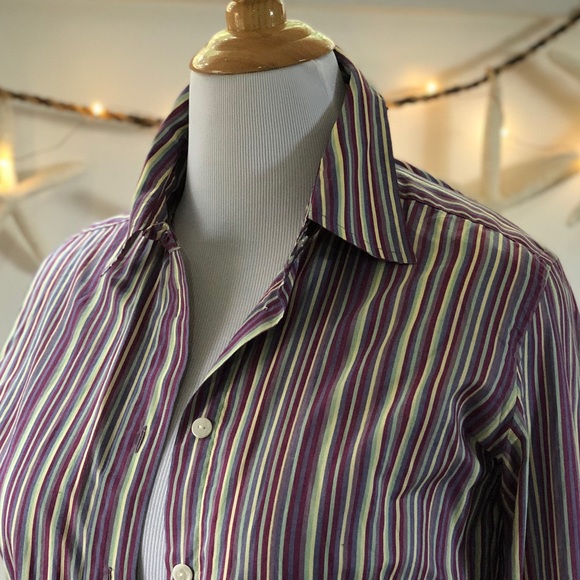 Saks 5th Avenue Striped Shirt Fitted Button Down - Picture 1 of 6